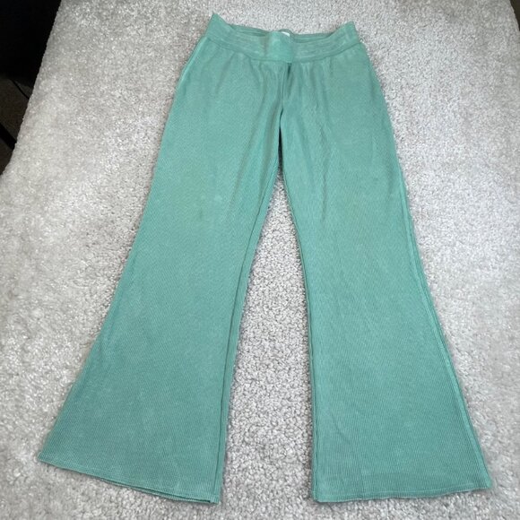 Sundry Pants - Sundry The Sunnyside Waffle Knit Wide Leg Pants Green